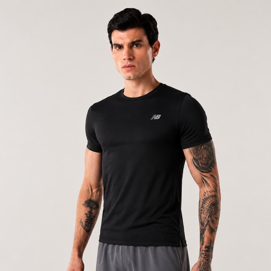 Camiseta New Balance Masculina NB Dry Poliamida Academia Corrida Treino Esportivo
