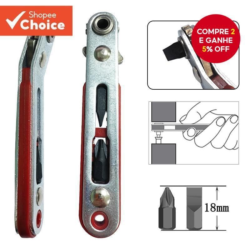 Um Conjunto De Mini Chave De Catraca Reversível Multifuncional De 1/4 Polegadas 6.35 Mm , Controle Bidirecional Para Bro