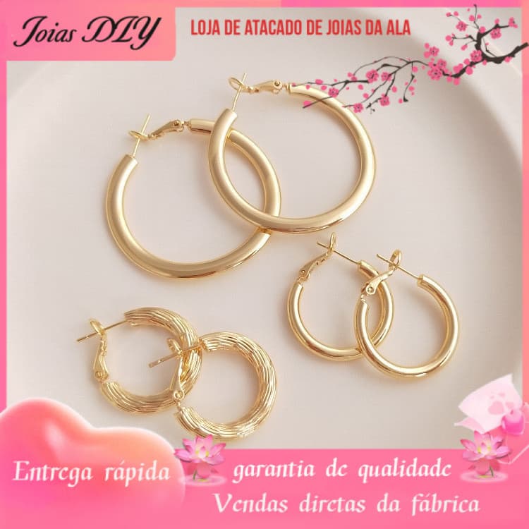 Brincos de fivela de mola com agulha de prata S925 banhados a ouro 14K com preservação de cor, círculo elegante e elegan