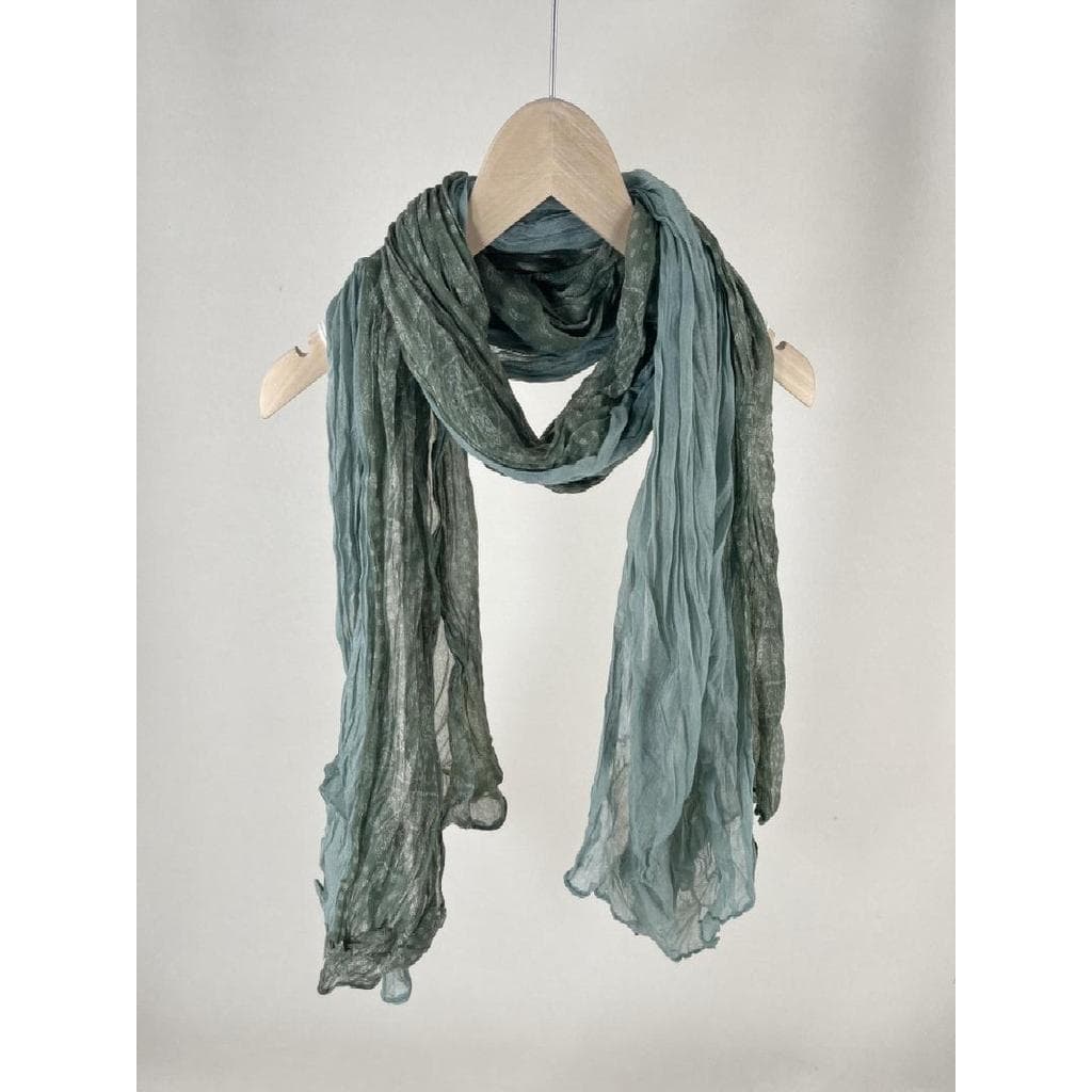 Retro arte verde plissado Floral lenço de seda feminino pescoço atmosfera exterior xale lenço de algodão linho proteção