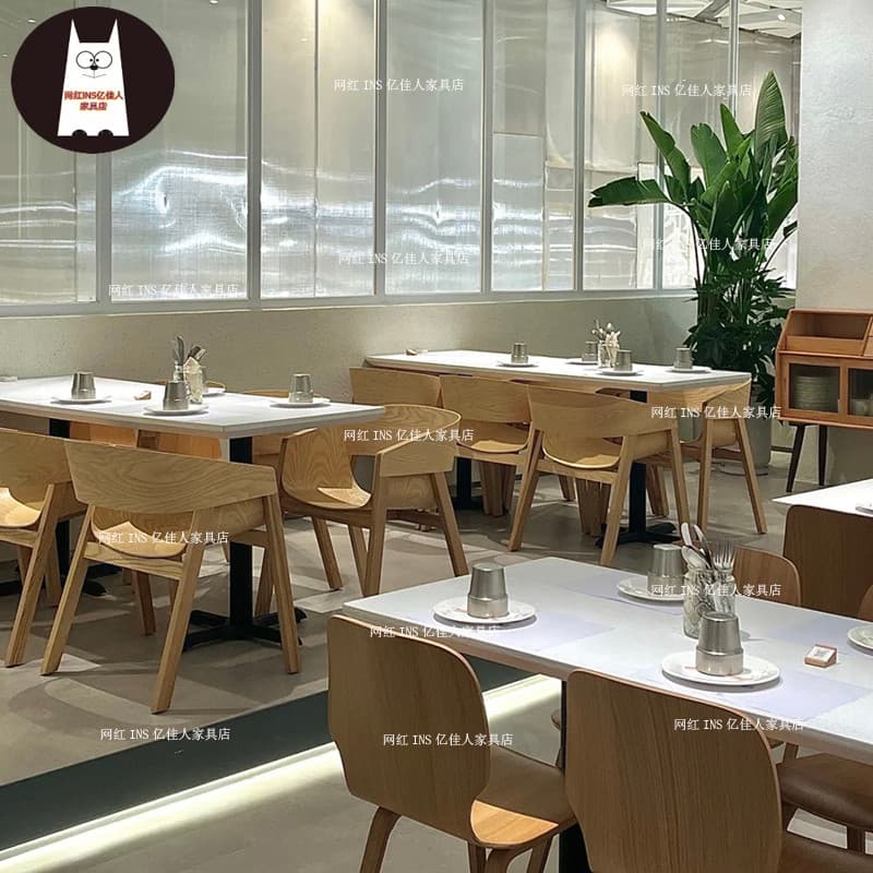 Cadeira de madeira maciça minimalista nórdica influenciador café leite loja de chá lazer encosto cadeira moderna criativ