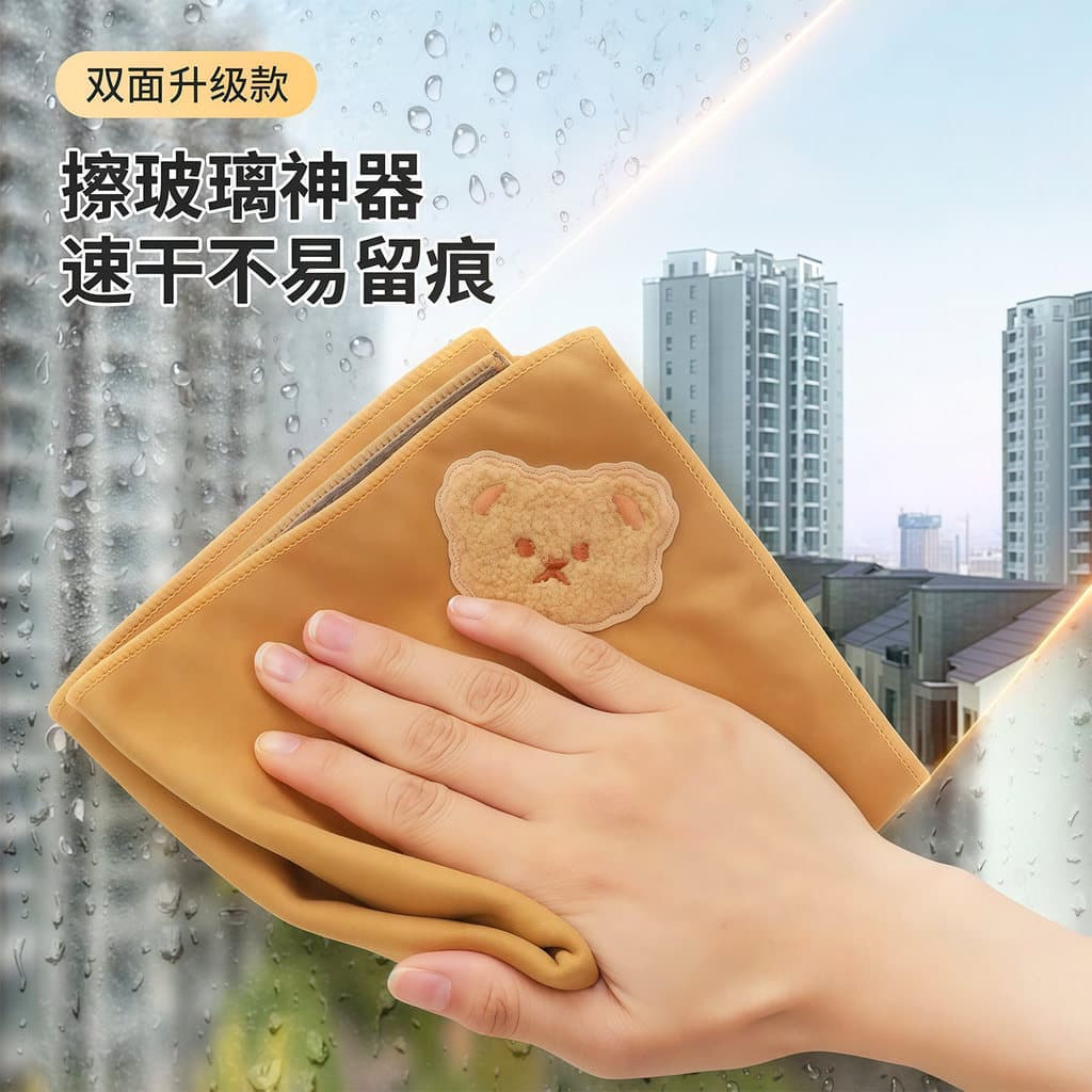 Pano de camurça de urso dupla face absorve água não é fácil de perder fiapos absorver toalha de água limpar vidro limpar