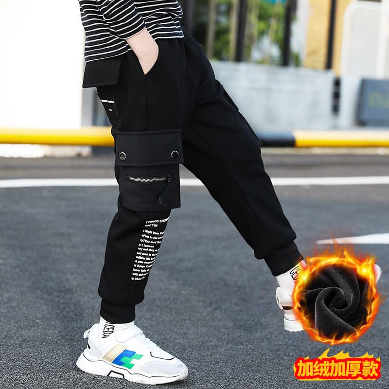 Meninos outono inverno calças esportivas meninos estilo ocidental velo-calças de lã 2026 novo estilo roupas de inverno m