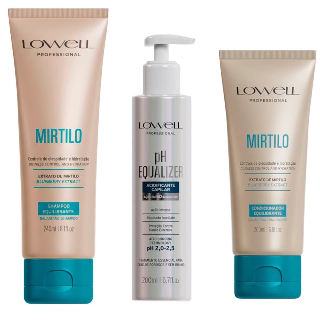 2104LW-Kit3 PH Equalizer Acidificante capilar+Shampoo e Condicionador Mirtilo