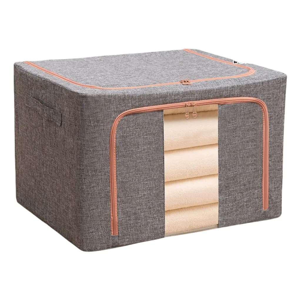 Caixa Organizadora Luxo Oxford Roupa Closet Edredom Toalhas Cinza-escuro