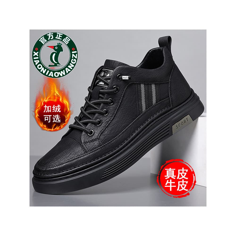 Woodpecker sapatos masculinos inverno novo estilo couro genuíno sola macia respirável Casual All-Match velo-velo quente