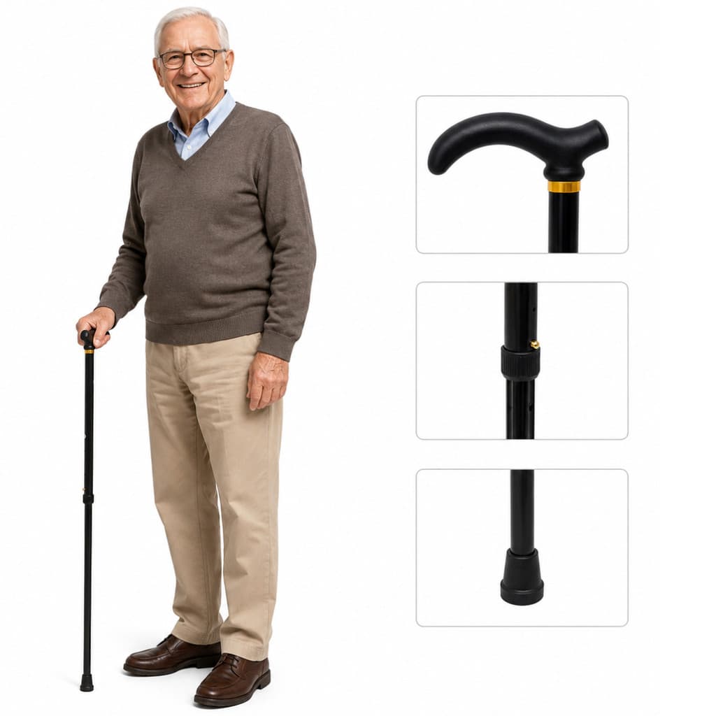 Bengala Alumínio Regulável Extensível Leve Idoso Preto 90cm