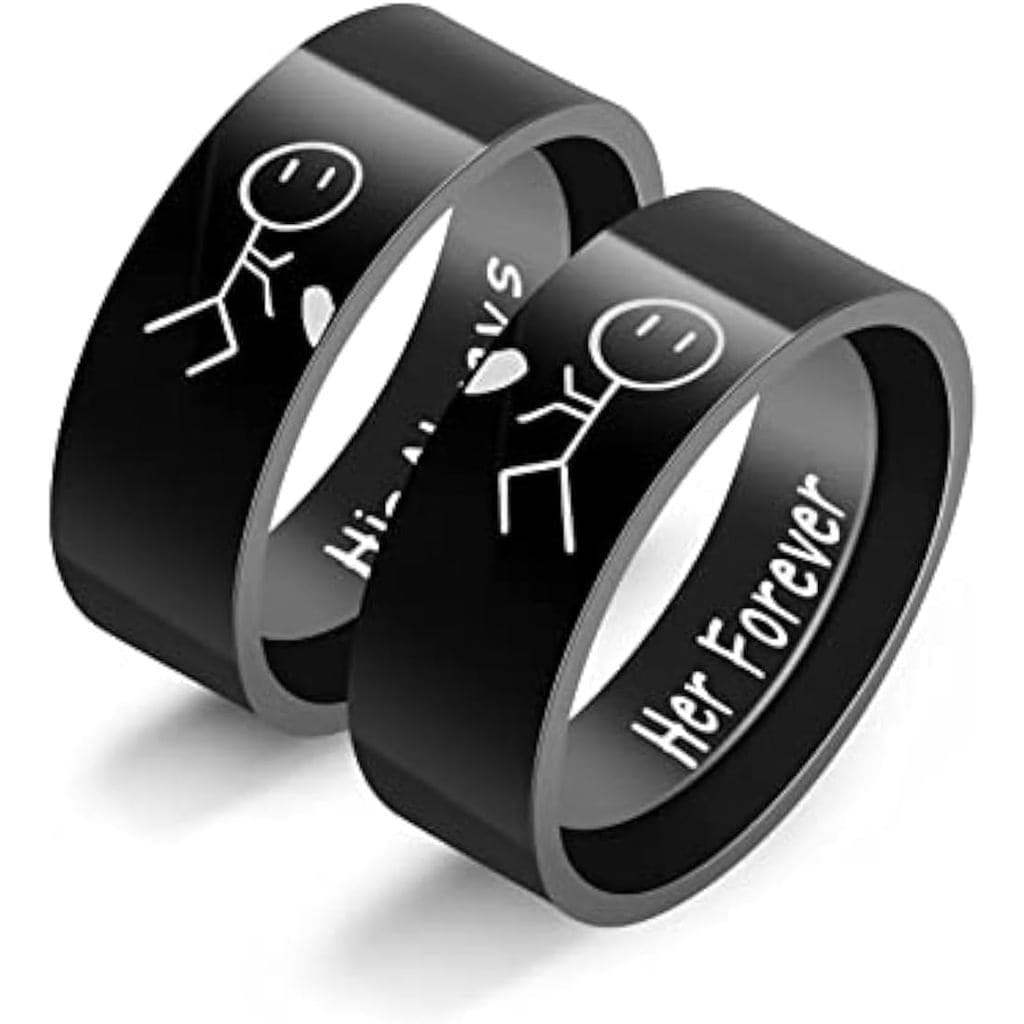 UloveidoHisAlways&HeroreverAnel Promessa Coração Amor Verdadeiro para Casais - Anel de Noivado e Casamento em Aço Inoxid