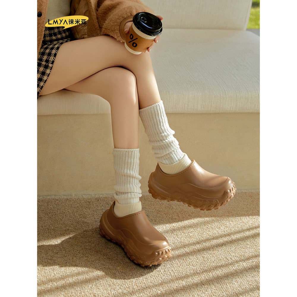 Chinelos de algodão senhoras 2025 novo estilo outono inverno salto quente à prova dwaterproof água sapatos de algodão de