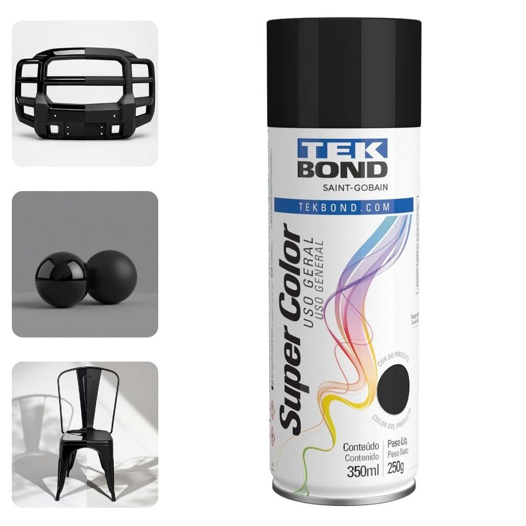 TINTA SPRAY PRETO BRILHANTE FOSCO 350 ML TEKBOND