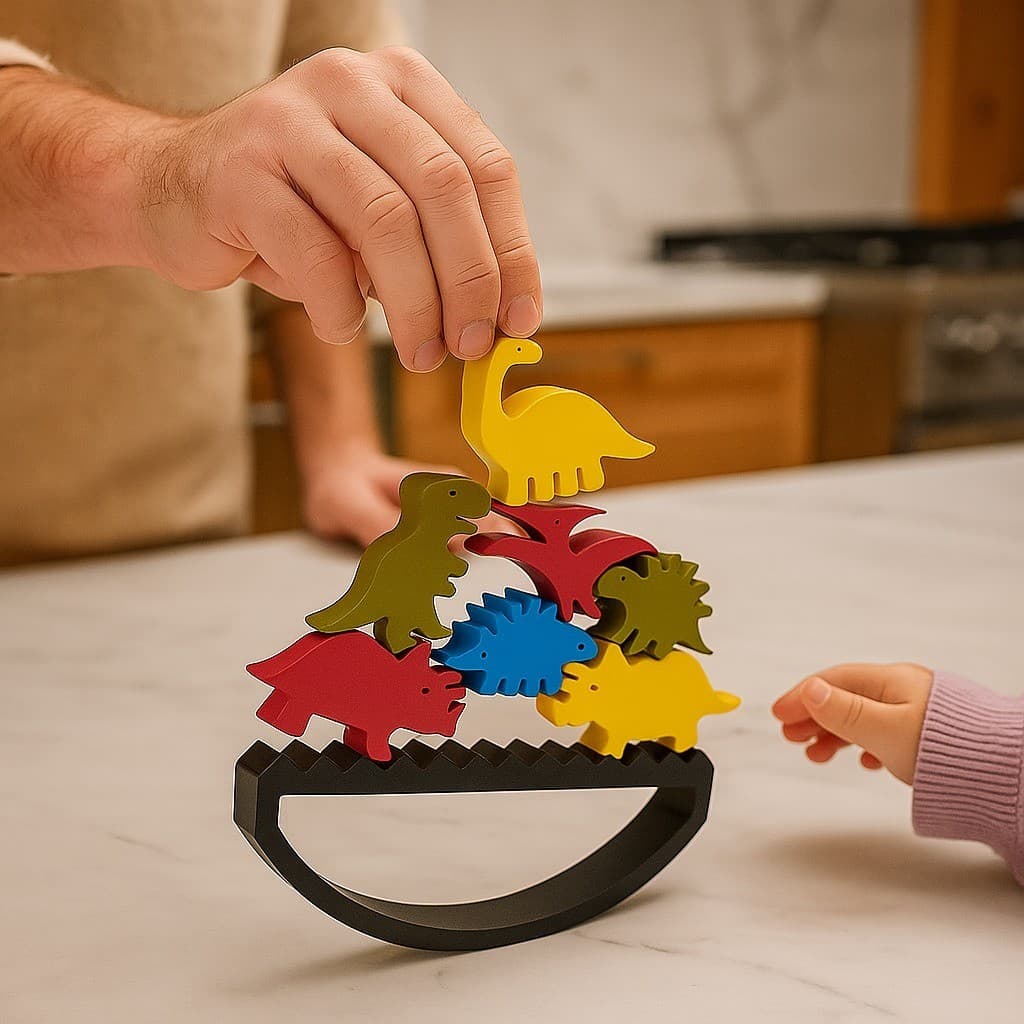 Jogo de Dinossauro para Crianças – Brinquedo Educativo Montessori de Empilhar e Equilibrar