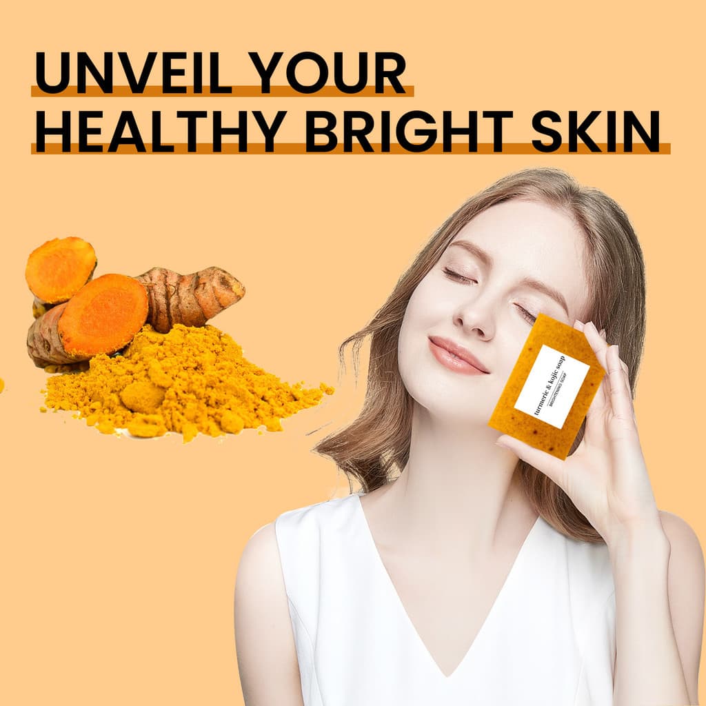 Sabonete de Cúrcuma para Limpeza Profunda, Sabonete Facial Suave e Artesanal para Banho