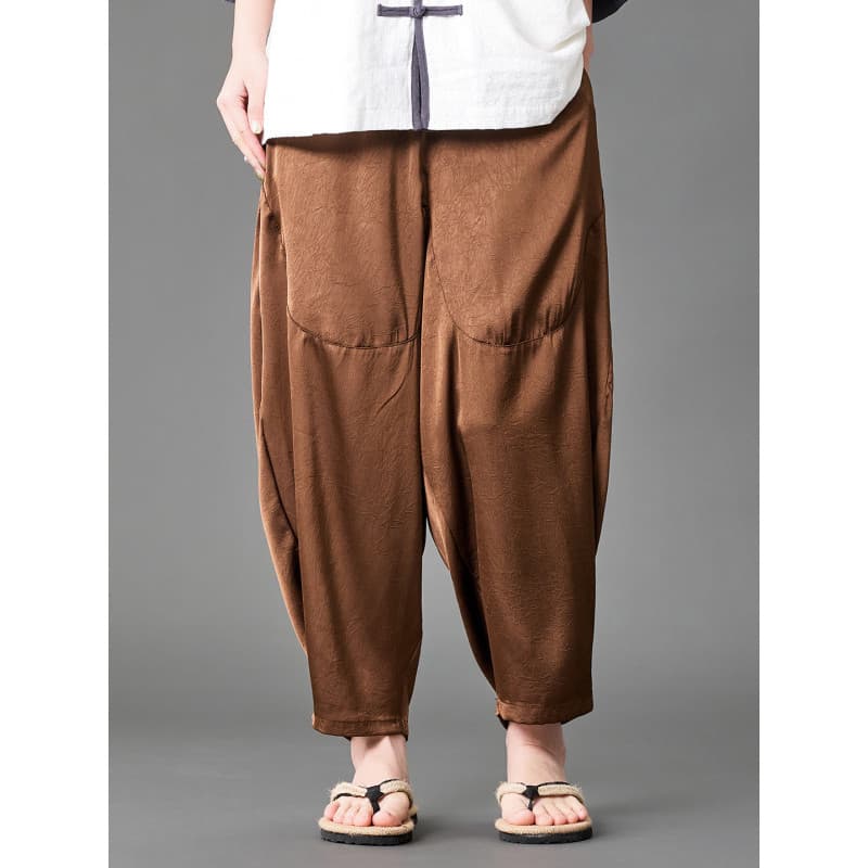 Novo estilo chinês tamanho grande calças soltas homens verão estilo fino recortado tornozelo-perna calças casuais Retro