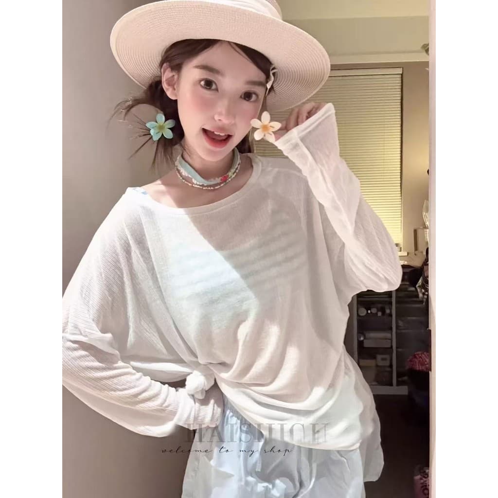Maiô de quatro peças feminino High-End menina estudante maiô mais magro olhar blusa solta beira-mar Va