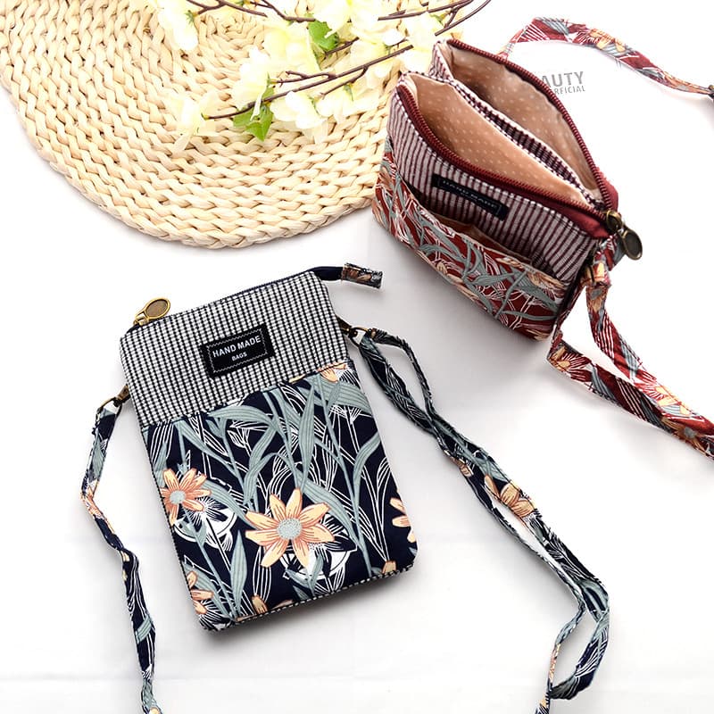 Bolsa de ombro pequena para celular de tecido, bolsa feminina para celular, Mini bolsa pequena multicamadas, bolsa para