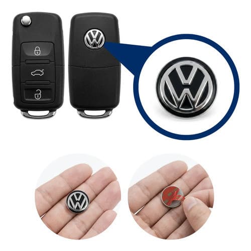 Emblema Logo Adesivo Resinado Chave Canivete 14mm Volkswagen VW Gol Fox Jetta Golf Up Polo