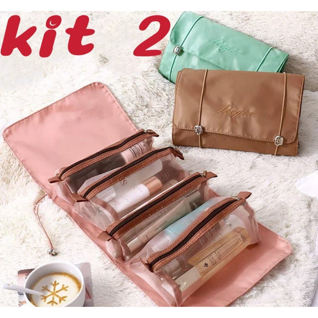 Kit 2 Necessaire de Viagem: Bolsas de Higiene Prático e Versátil para Maquiagem e Cosméticos  ming