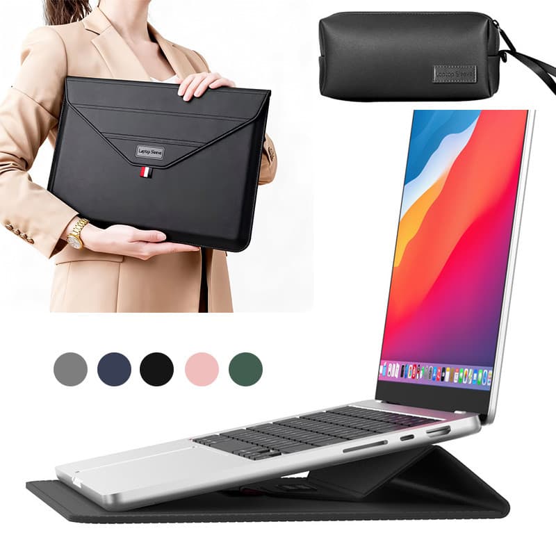 Mochila para notebook de alta qualidade, couro, 13 a 16 polegadas, com suporte e bolsa para carregador