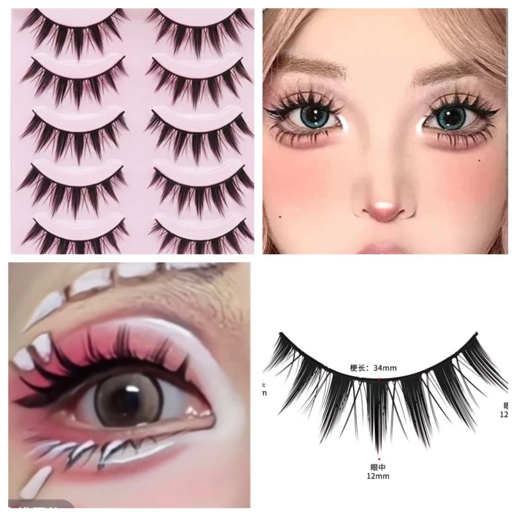 Bidimensional Cos Imitação de Maquiagem 5 Pares Pequeno Diabo Grosso Haste Dura Cílios Postiços Estilo Japonês lolita Li