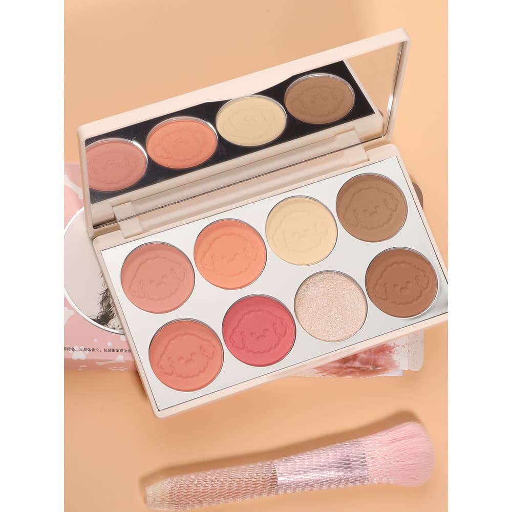 MISS ROSE Blush Contorno de alto brilho Paleta tudo-em-um Maquiagem de oito cores Sombra Encolher Expansão Color Rouge F