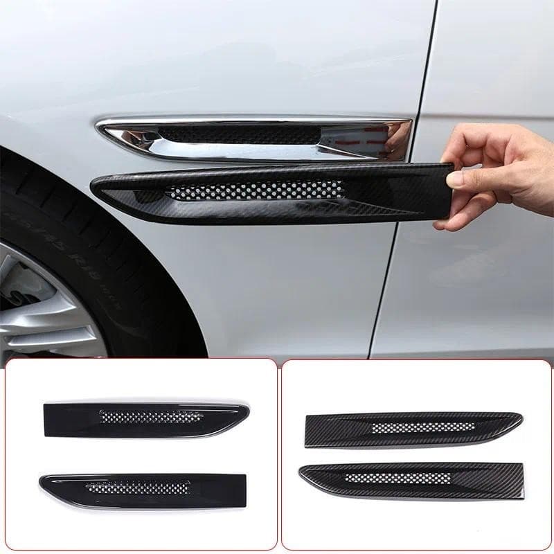 Para Jaguar XF XFL XE F-Pace X761 ABS Fibra De Carbono/Preto Saída De Ar Lateral Fender Ventilação Guarnição Capa Estilo