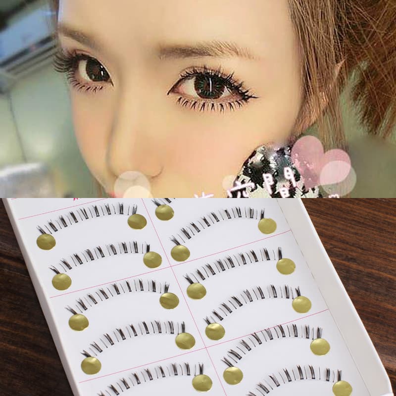 Jogar espaço de beleza japonês bonito maquiagem pura artesanal transparente haste cílios postiços cílios inferiores segm