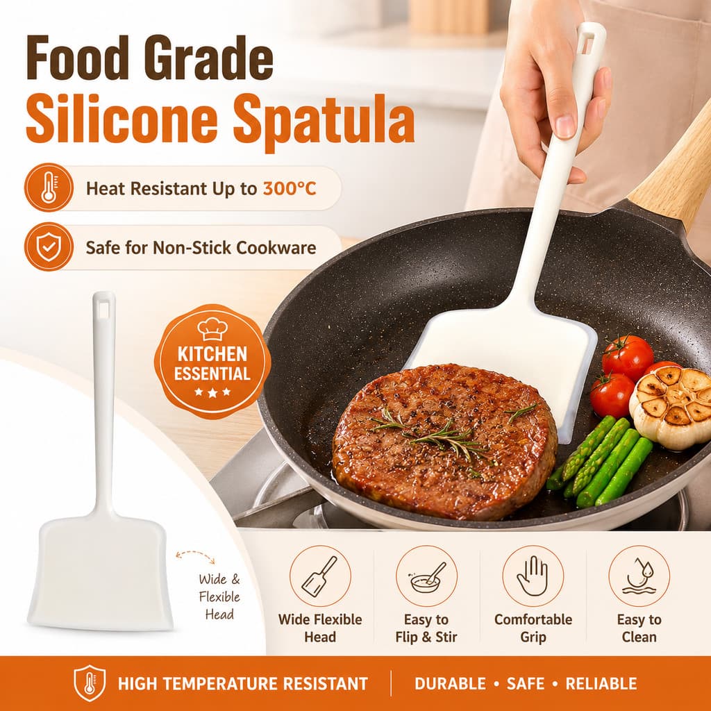 Espátula Larga de Silicone de Grau Alimentício Resistente ao Calor para Cozinhar |   Espátula de Cozinha Antiaderente pa