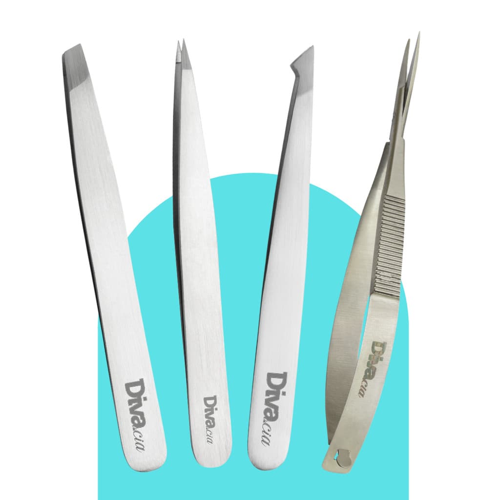 Kit Pinças para Sobrancelhas c/ Tesoura de Sobrancelhas Profissional Alta Precisão Autoclavável