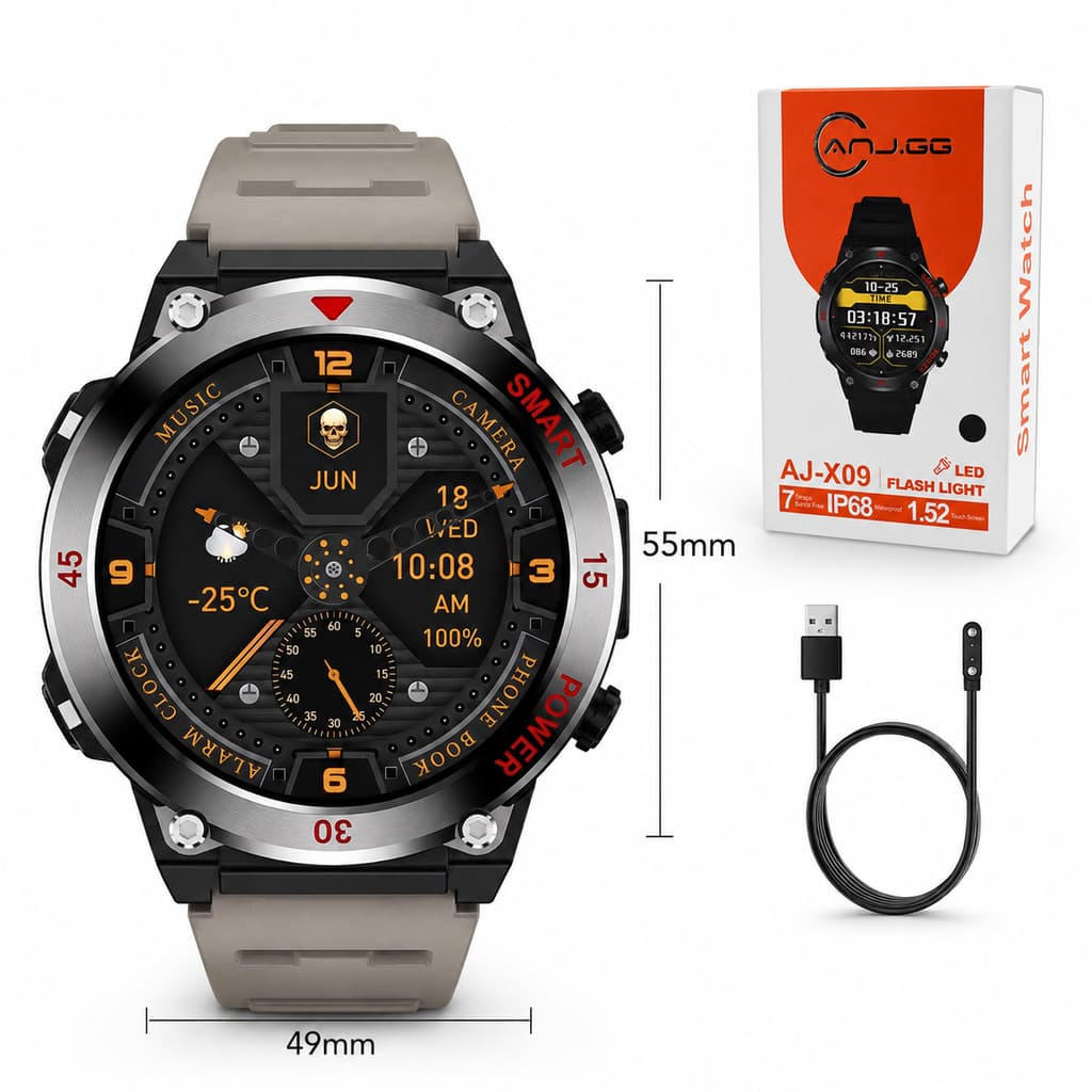 Smartwatch Masculino Militar Bluetooth Chamadas Esportivo Outdoor