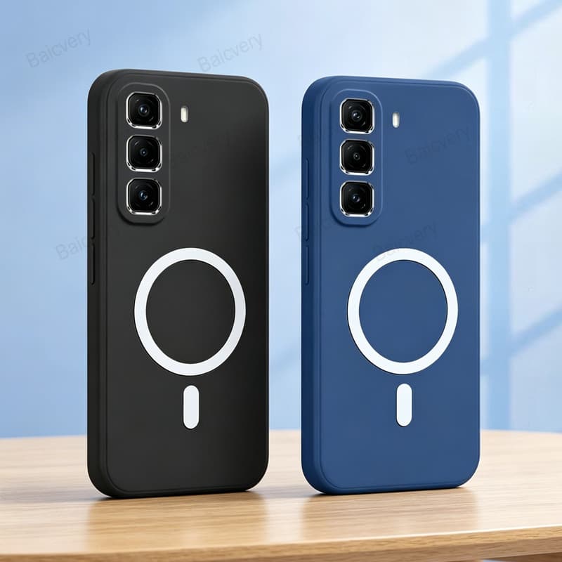 Capa Colorida Fosca Para Infinix Hot 60 5G Pro + Plus 60i 4G Silicone Macio TPU Traseira Com Adesivo Magnético