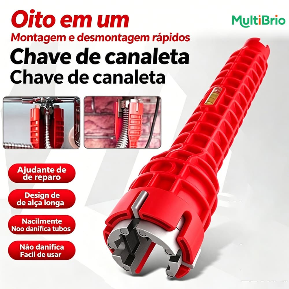 Chave Compacta 8 em 1 para Torneira, Multiuso para Reparos em Pia, Cano e Filtro