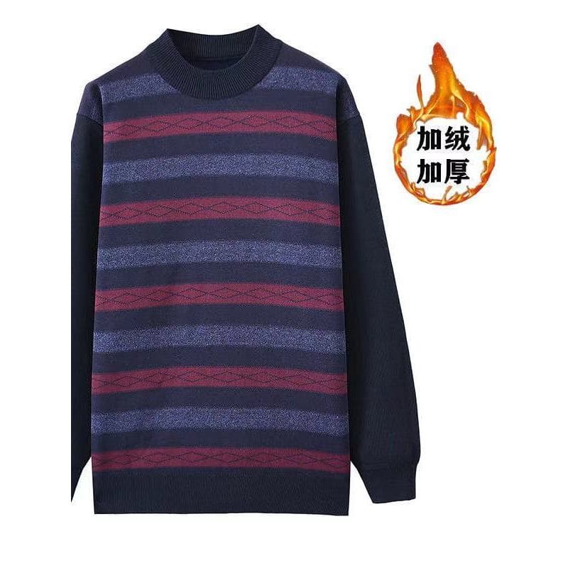Novo produto pai usar forro de lã suéter engrossado em torno do pescoço camisa de manga comprida Casual quente médio @-