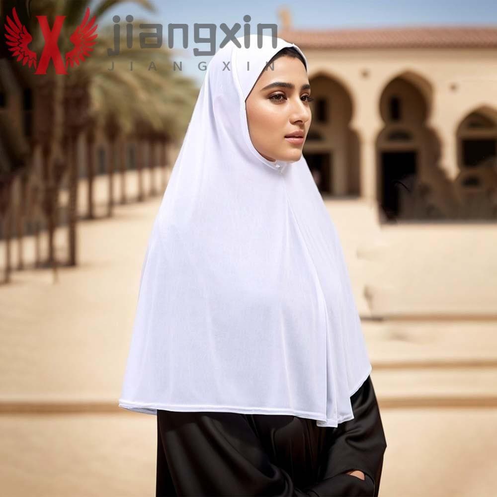 JIANGXIN Hijab Instantâneo De Cor Sólida , Camisa Respirável De Quatro Vias Stretch Feminino Khimar , Resistente A Rugas