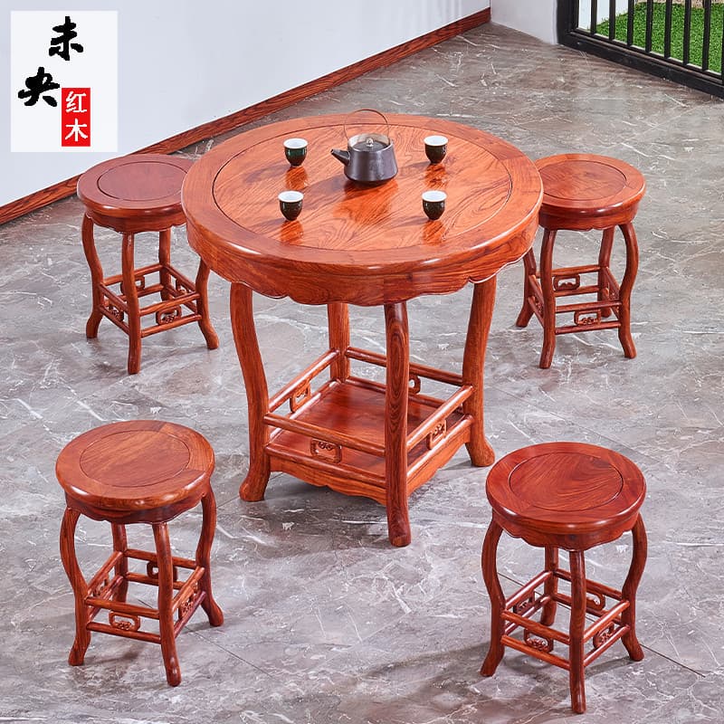 Mesa de jantar de mogno redonda ouriço vermelho sândalo restaurante mesa de jantar redonda casa madeira maciça estilo ch