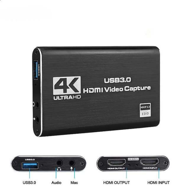 Placa De Captura De Vídeo 4K USB 3.0 Caixa De Gravação HDMI 1080P 60FPS