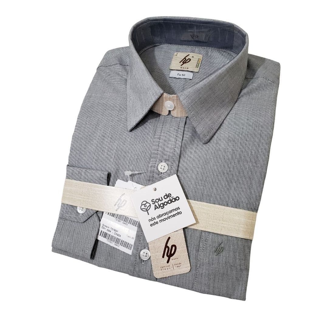Camisa Social HP manga longa tradicional bolso 100% algodao