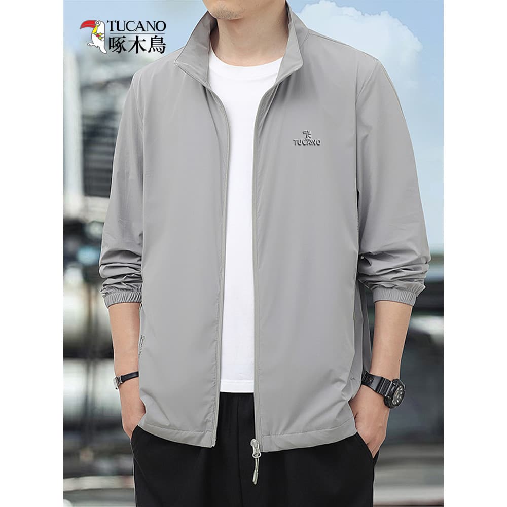 Woodpecker verão roupas de proteção solar masculino jaqueta fina ar condicionado camisa gola juventude Anti-ultravioleta