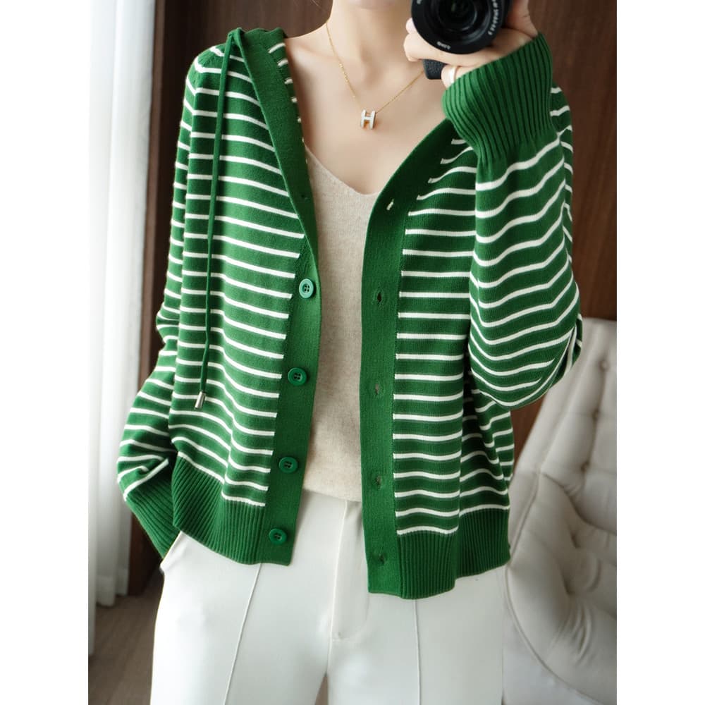 High-End com capuz de malha Cardigan feminino primavera outono inverno solto estilo preguiçoso exterior superior fino li