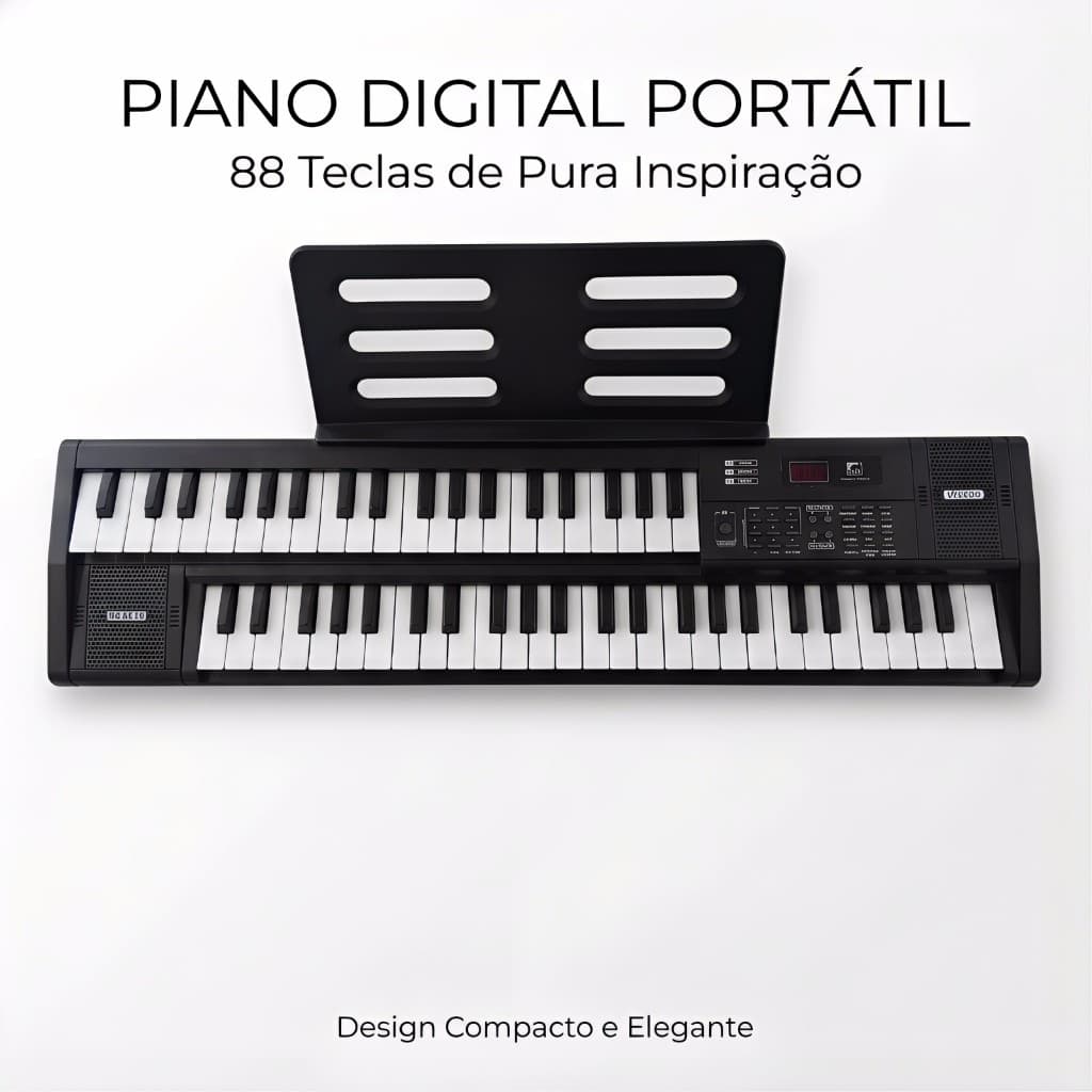 Piano elétrico VEDO de duas fileiras com 88 teclas, teclado portátil, com suporte para partituras