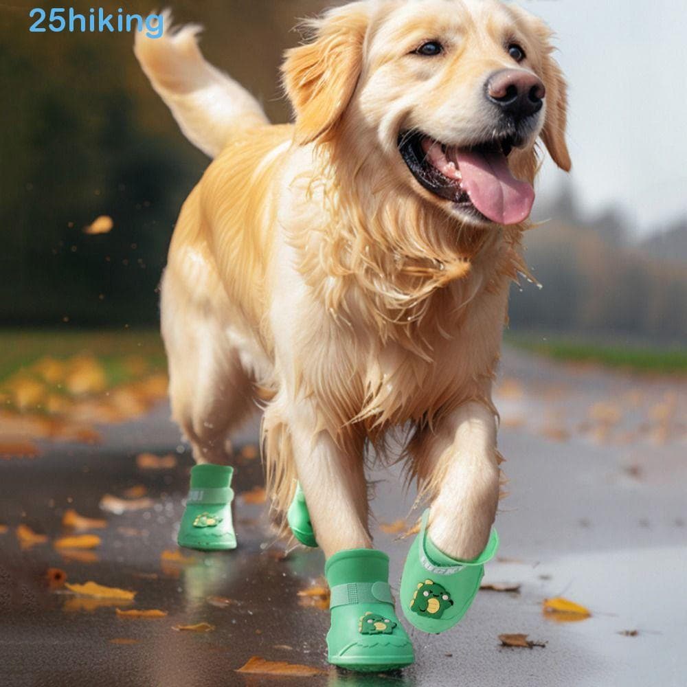 Caminhada 4 Unidades/Conjunto Sapatos De Chuva Para Cães , Sapato Antiderrapante De Silicone De Desenho Animado Animais