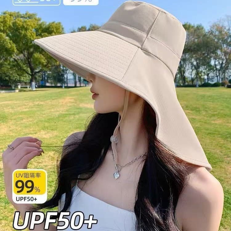 Chapéu feminino com proteção UV e cobertura facial para ciclismo e caminhadas, proteção solar com aba e proteção para o
