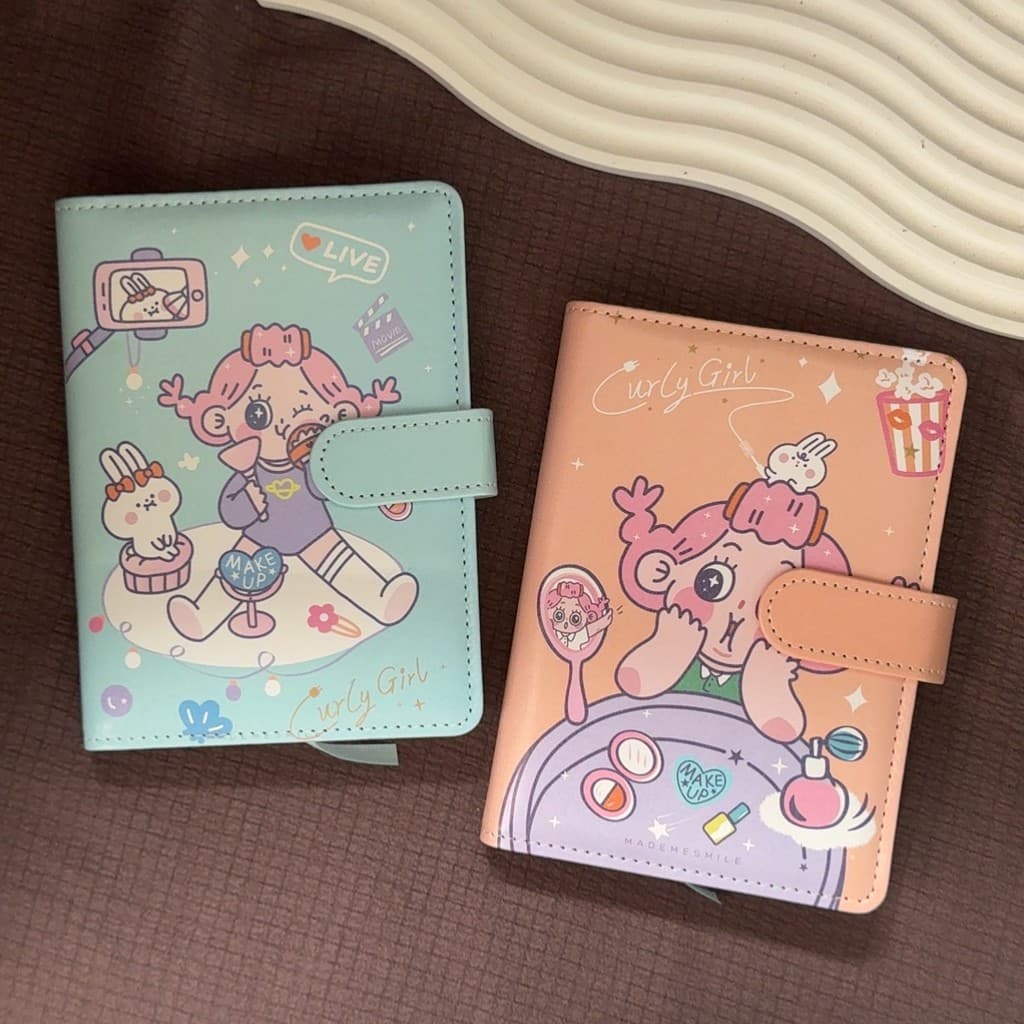 Qingyifang Beauty Blogger PU Lite Manual A6 Menina Bonito Desenho Animado Estudante Diário Notebook