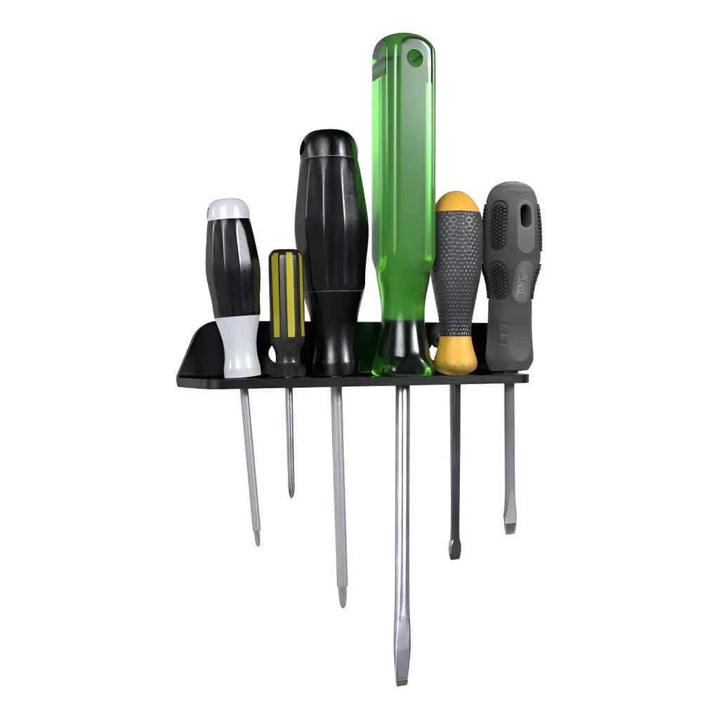 Suporte De Parede Para 6 Chaves Philips Fenda Universal Preto