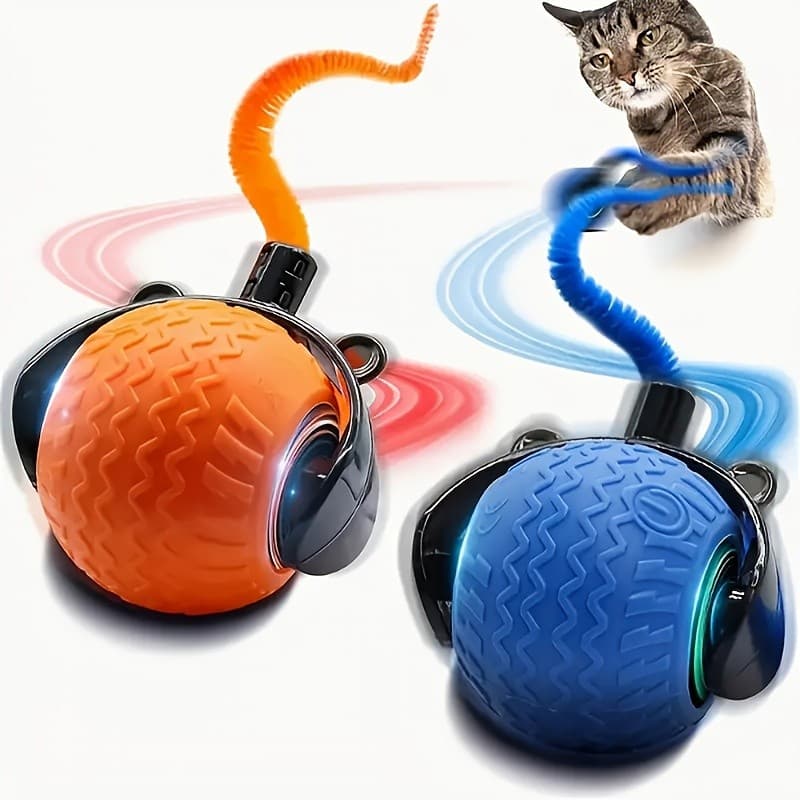 Brinquedos interativos para gatos, bola de cauda rápida, movimento automático adequado para bola de gato interna adulta
