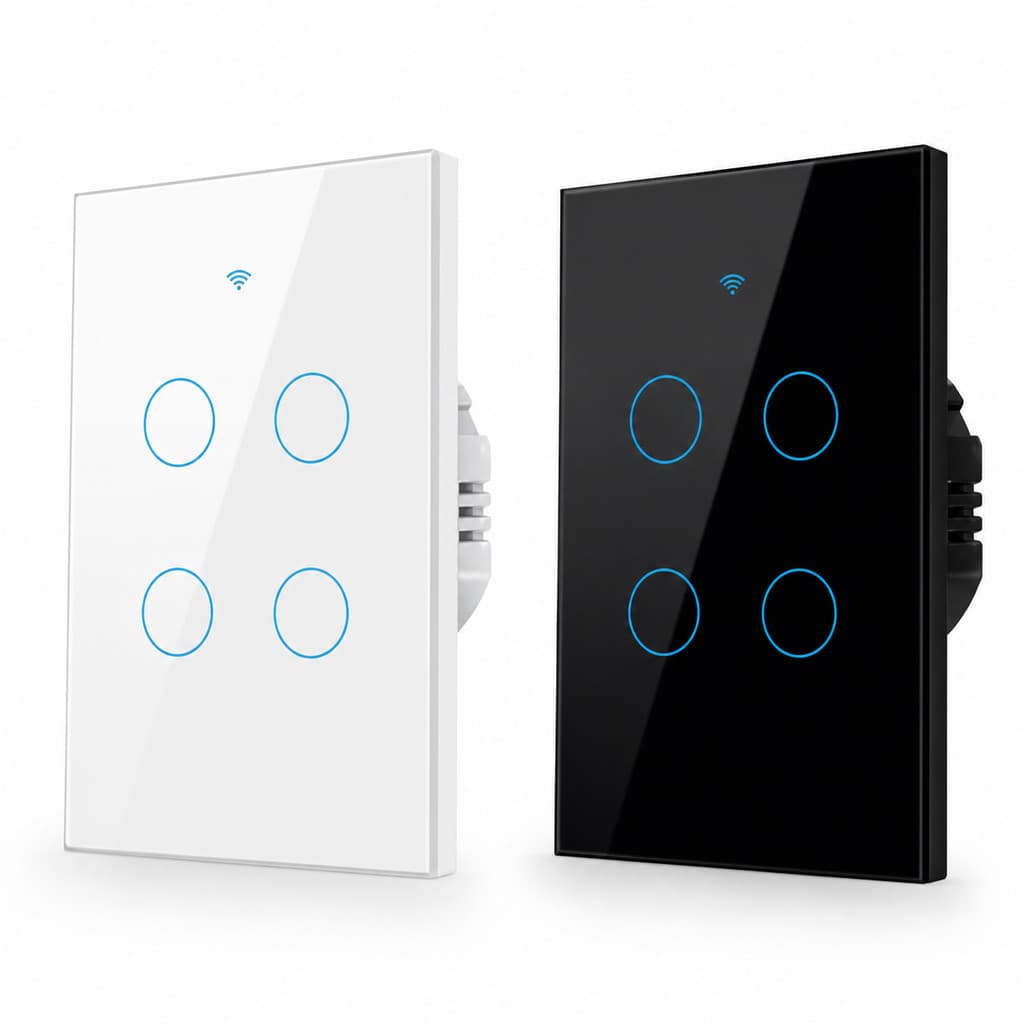 Interruptor Inteligente Tuya WiFi 4 Teclas Touch Alexa Google Home Smart Life Automação Residencial Painel Vidro