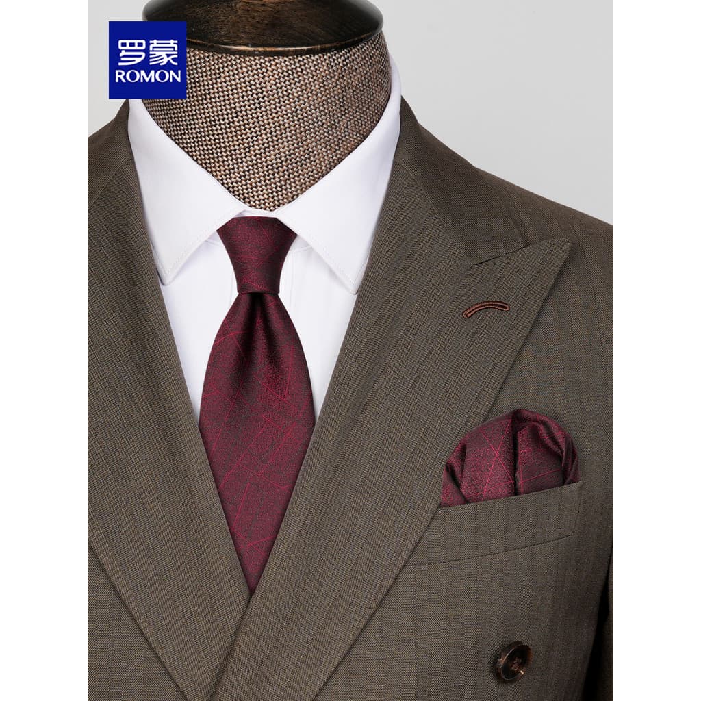 Vinho vermelho Retro gravata lenço quadrado masculino feito à mão negócios Casual 8cm High-End terno Formal terno casame
