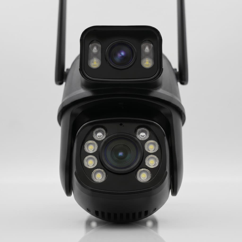 Camera Seguranca Wifi Lente Dupla 3MP Externa IP66 Visao Noturna 360 Graus Audio Bidirecional