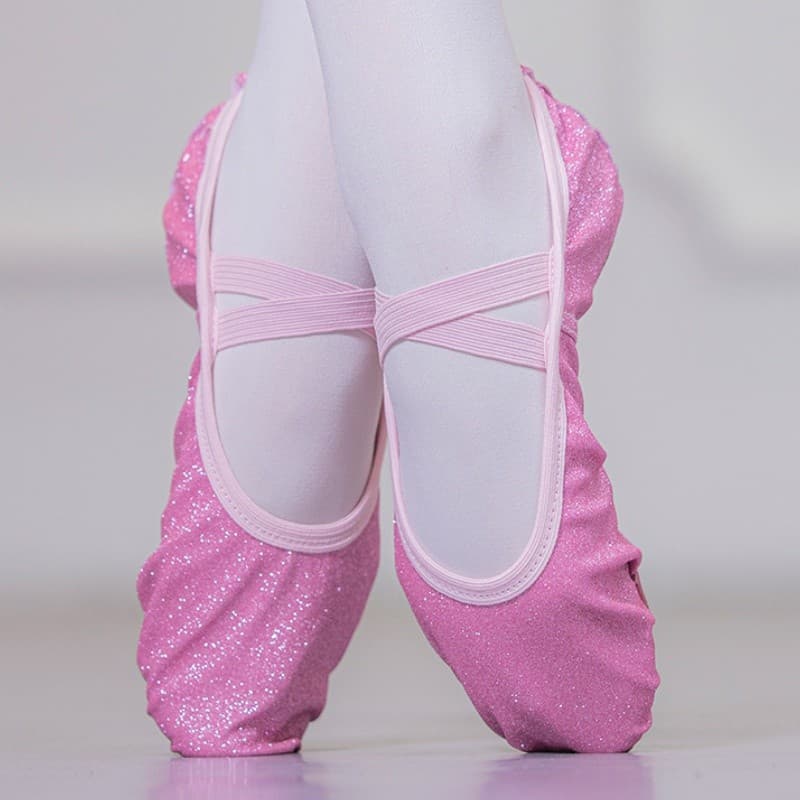 1 Par De Sapatilhas De Balé De Dança Rosa Com Glitter Para Meninas , Crianças , Mulheres , Professor-100