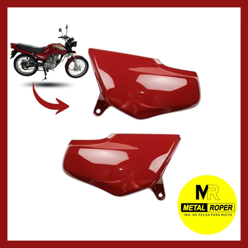 Tampa Lateral (Par) CG Titan 125 1998 1999 Vermelho Compatível Encaixe Original