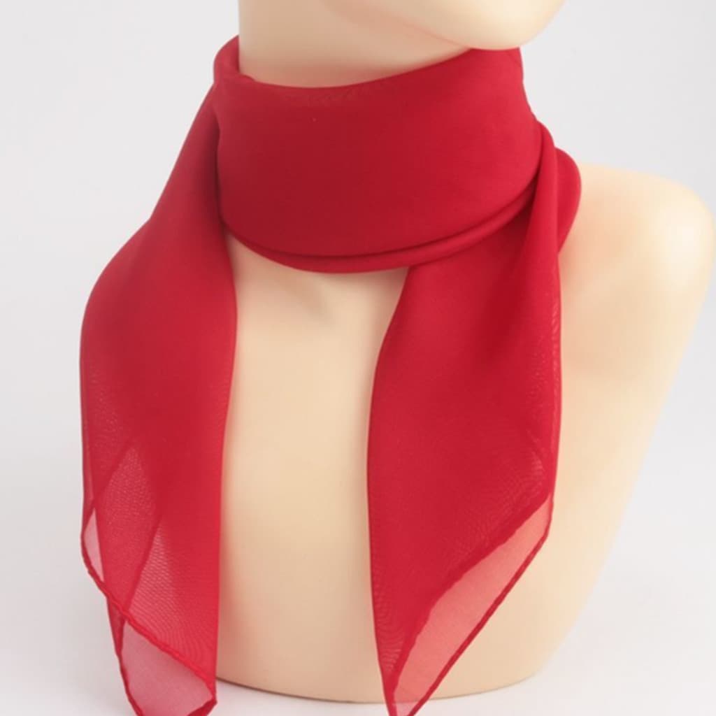 Lenço quadrado pequeno vermelho lenço de seda feminino 2025 novo estilo All-Match Chiffon cachecol senhoras dança cachec